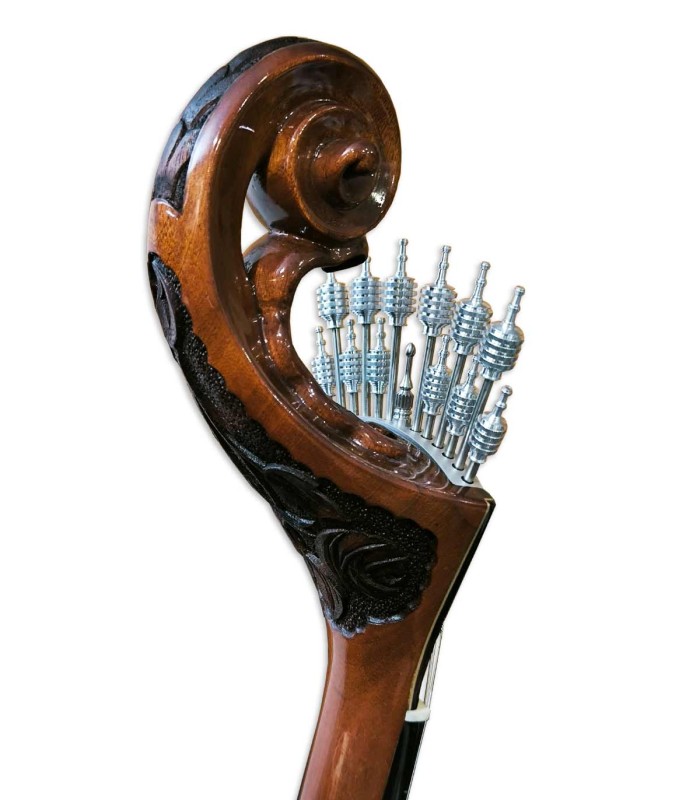 Head with carved decoration of the Artimúsica Lisbon Portuguese Guitar model GP73L