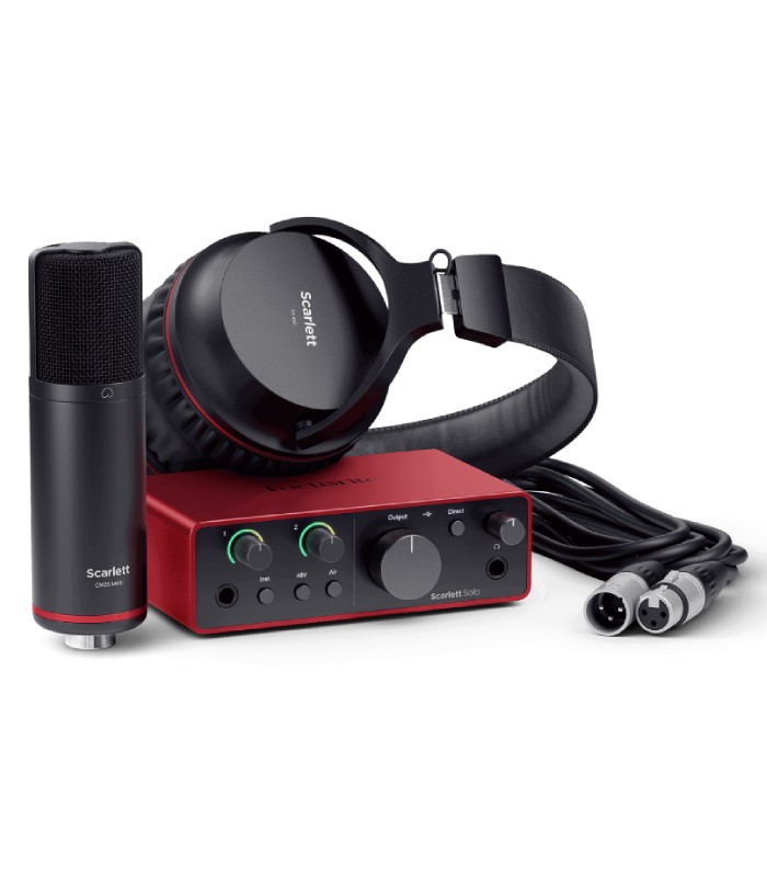 Scarlett Solo Studio Bundle 4ª Generación con micrófono, auriculares e interfaz de audio para grabación.