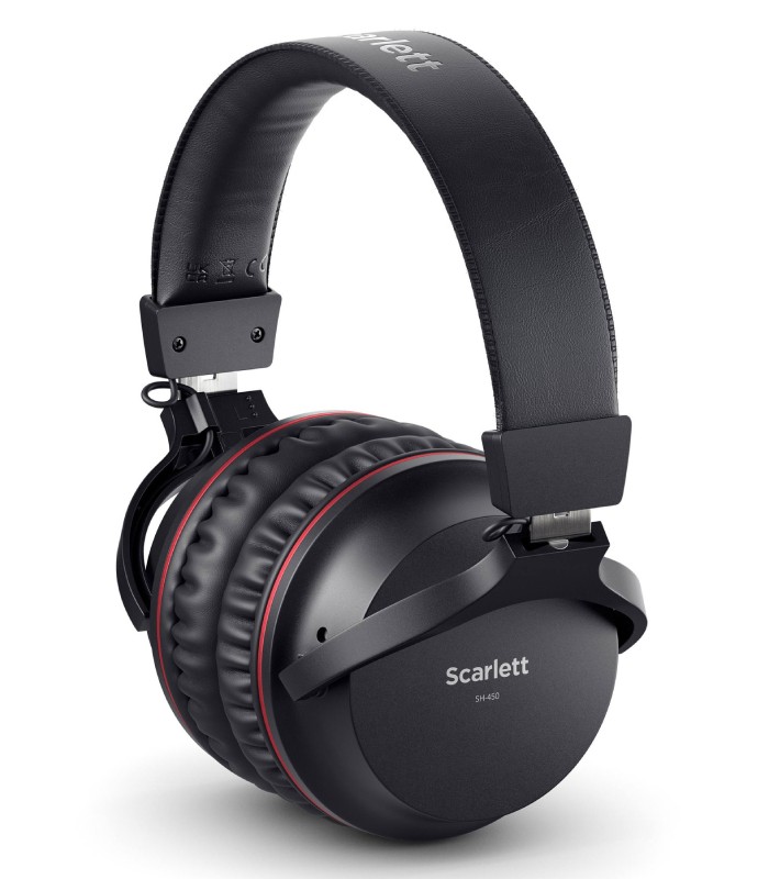 Auriculares de estudio Scarlett SH-450 con diseño cerrado para monitorización precisa y mezcla profesional.