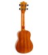 Fundo e ilhargas do ukulele soprano Flight NUS250 em madeira de acácia natural, com acabamento suave e cravelhas metálicas.