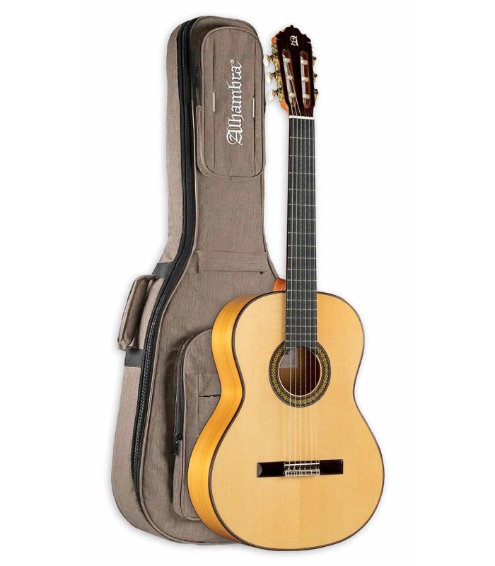 Guitarra flamenca Alhambra modelo 7FC com tampo em spruce (abeto) maciço e com saco com 25mm de almofadado