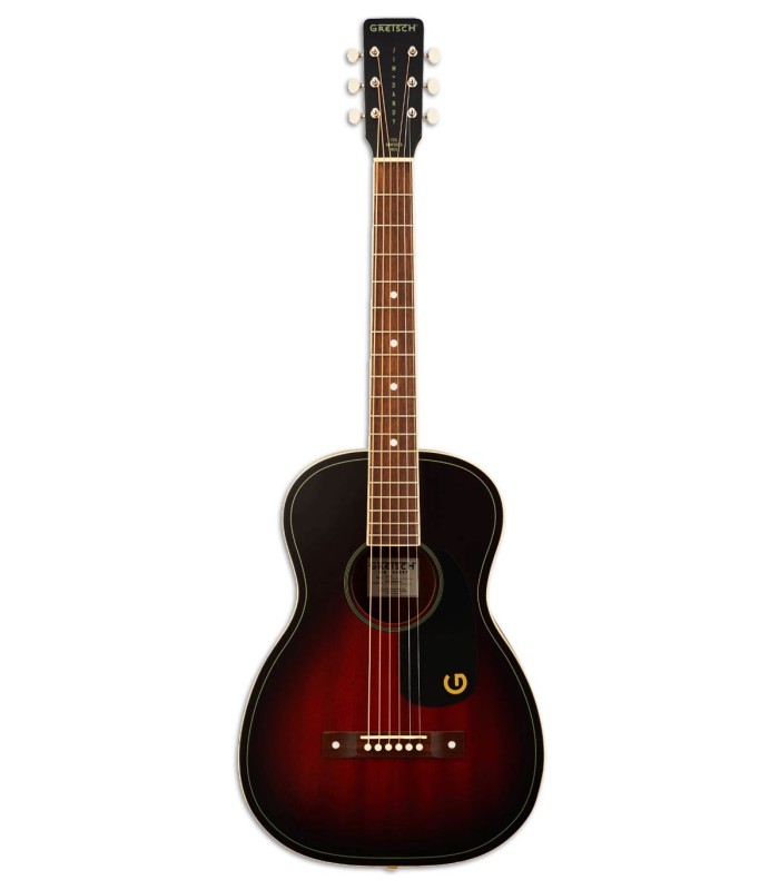 Guitarra acústica Gretsch modelo Jim Dandy com tampo em sapele laminado e acabamento Cherry Burst