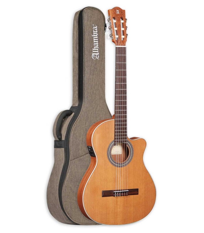 Guitarra clássica Alhambra modelo Z-Nature Thinline CT EZ com tampo em cedro maciço e com saco de 10mm de almofadado