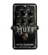 Pedal de distorção Electro-Harmonix Nano Metal Muff com todos os botões, interruptor de pé e logótipo da marca visíveis