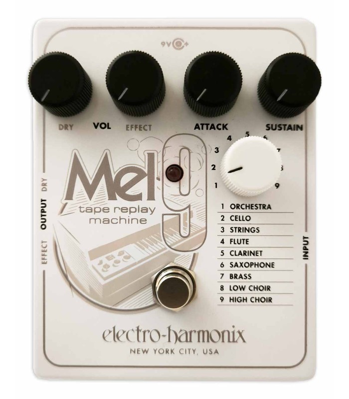 Pedal Electro-Harmonix MEL9 Tape Replay Machine con efectos de orquesta, violonchelo, cuerdas, flauta y coro