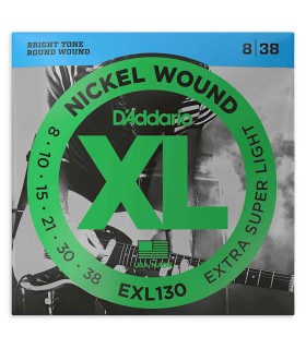 String Set DAddario model EXL130 of 008 038 gauges for electric guitar