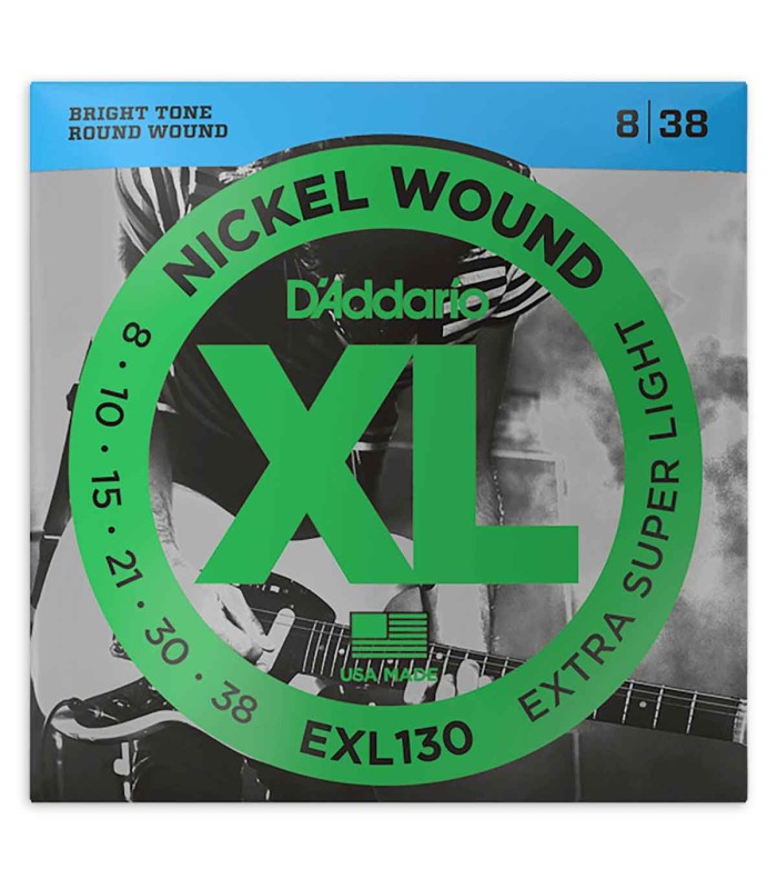 Jogo de cordas DAddario modelo EXL130 de calibre 008 038 para guitarra elétrica