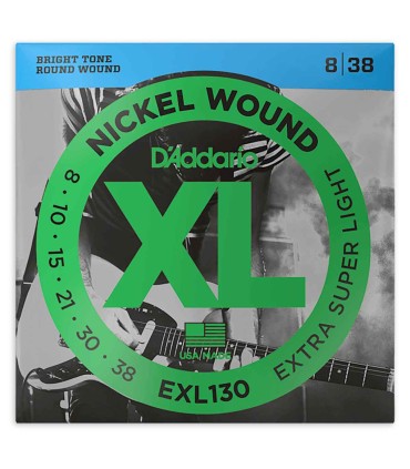 String Set DAddario model EXL130 of 008 038 gauges for electric guitar