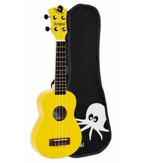 Soprano ukulele Octopus model UK-205YLS in yellow color and with bag