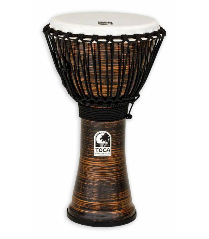 Djembe Toca Percussion modelo TF2DJ 10SC Freestyle II Rope Tuned com acabamento Spun Copper com pele sintética
