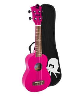 Ukelele soprano Octopus modelo UK-205PKS en color rosa con funda