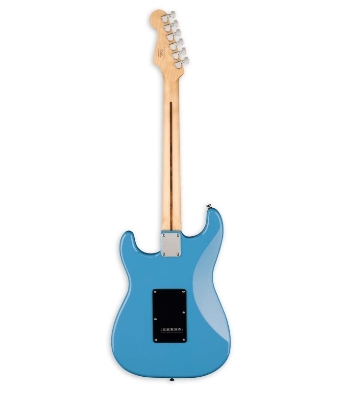 Costas da guitarra elétrica Fender modelo Squier Sonic Strat IL California Blue com braço em maple (bordo)