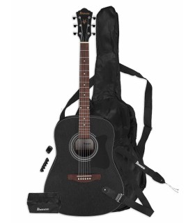Pack Ibanez modelo V45NJP WK Jampack con guitarra folk en color negro y con accesórios