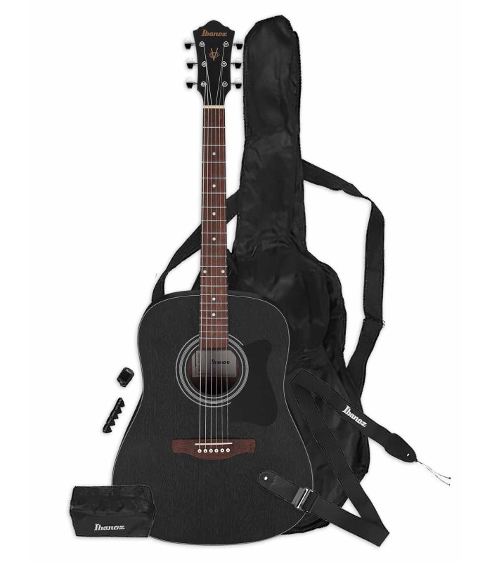 Pack Ibanez modelo V45NJP WK Jampack con guitarra folk en color negro y con accesórios