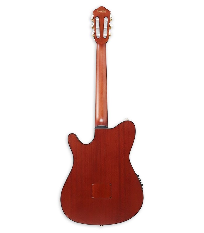Costas da guitarra eletroacústica Ibanez modelo FRH20SMN TCL Tobacco Burst com braço em Nyatoh