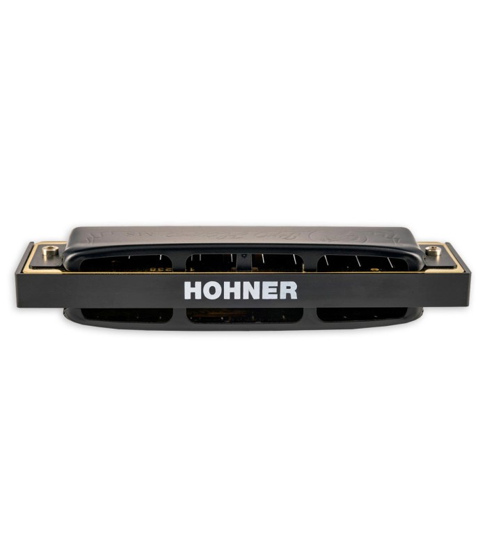 Back of the harmonica Hohner model Pro Harp M564016P in C