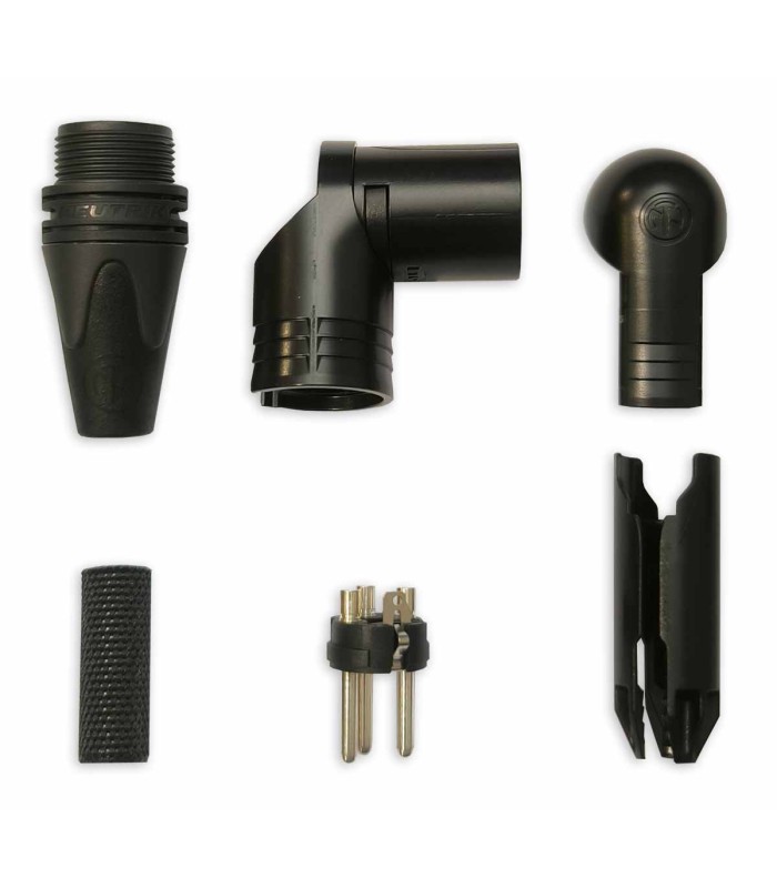 Conector Neutrik model NC3MRX BAG XLR MC 3P Silver Plated disassembled