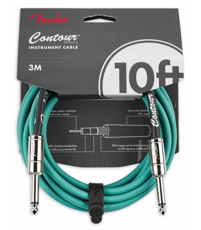 Cabo Fender modelo Contour SHG com 3m de comprimento e na cor verde