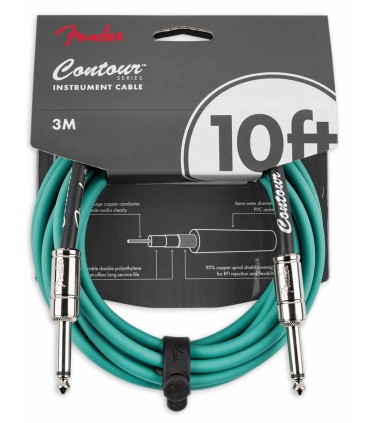 Cabo Fender modelo Contour SHG con 3m de longitud y en color verde