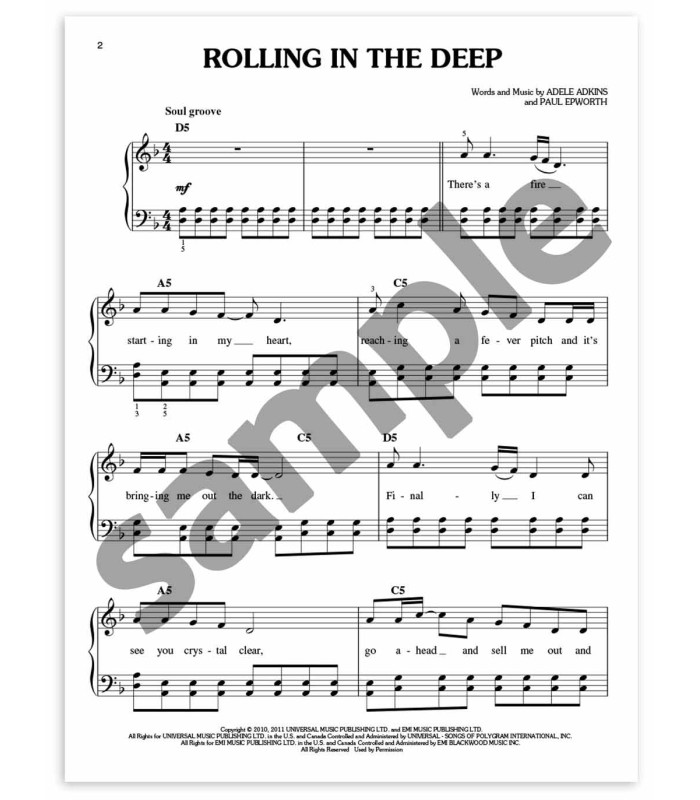 Sample of the music book Adele 21 Easy Piano HL