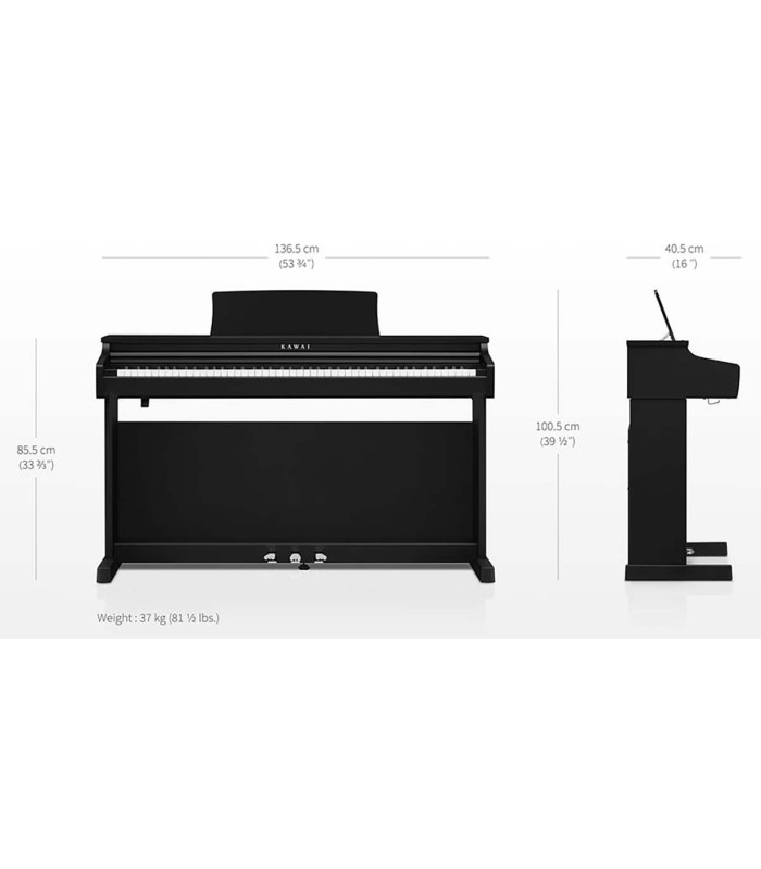 Medidas do piano digital Kawai modelo CX-202B