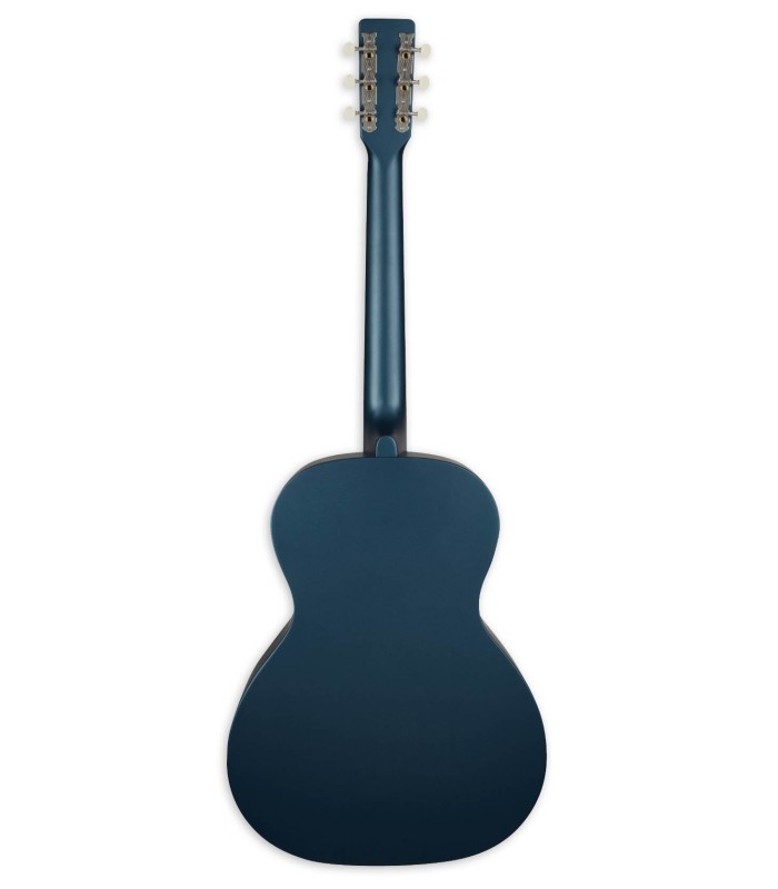 Laminated sapele back and sides of the electroacoustic guitar Gretsch model Jim Dandy Deltoluxe Concert in Denim color