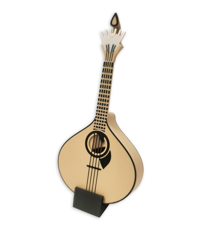 Coimbra Portuguese guitar shaped pick holder made of plastic, includes a stand
