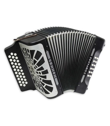 Concertina Hohner model Compadre with 12 bass buttons, 2 voices, GFC tuning and in black color