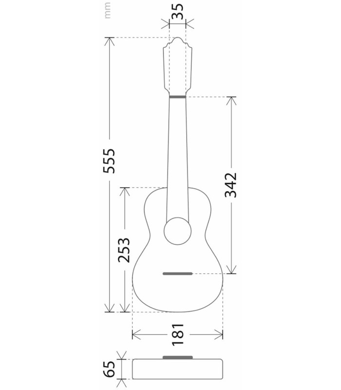 Medidas do ukulele baixo APC modelo UKU BASS S Simples