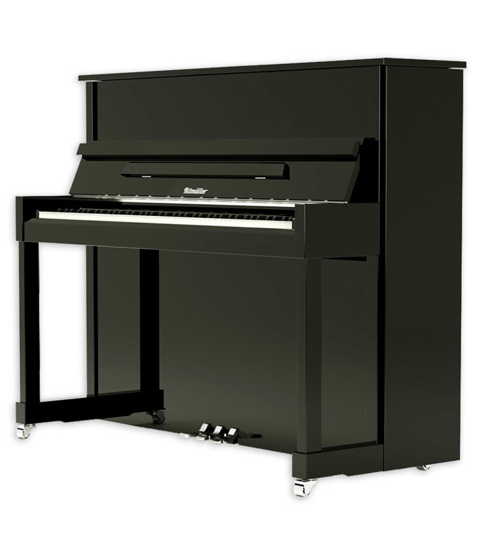 Piano vertical Ritmuller modelo RP122 PE Premium con 122cm de altura y acabado en negro pulido