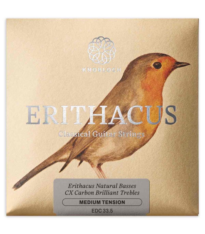 String Set Knobloch model EDC33.5 Erithacus Double Silver CX in carbon and with medium tension for classical guitar