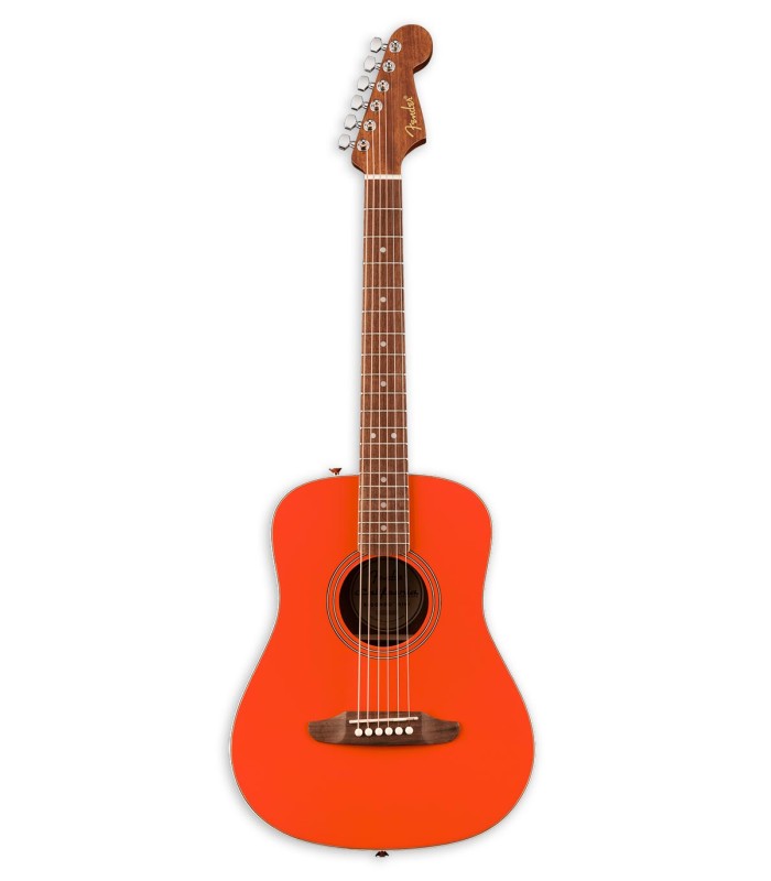 Guitarra acústica Fender modelo Redondo Mini com tampo em spruce e com acabamento em Fiesta red (vermelho)