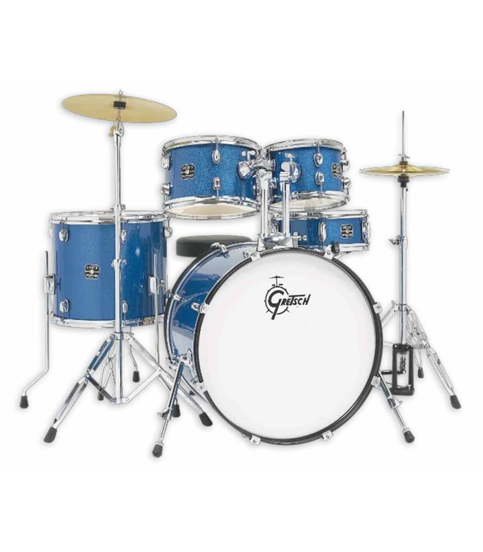 Gretsch Renegade 5-Piece Drum Set with cymbals and hardware in blue sparkle color