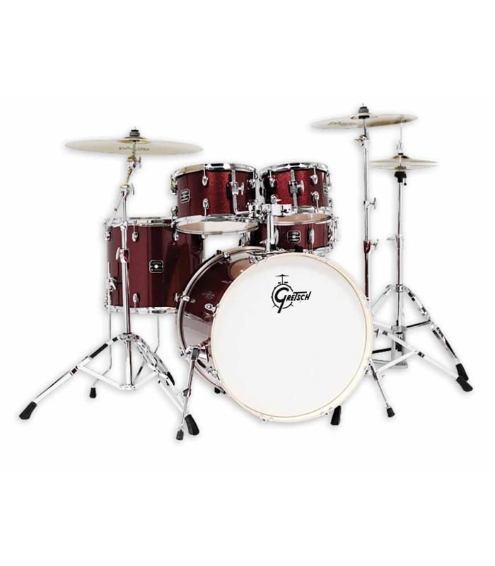 Batería Gretsch Energy de 5 piezas con platos y herrajes en color Ruby Sparkle (rojo)