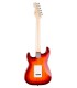 Espalda de la guitarra eléctrica Fender modelo Squier Sonic Strat  IL de color Sienna Sunburst y con mástil en arce
