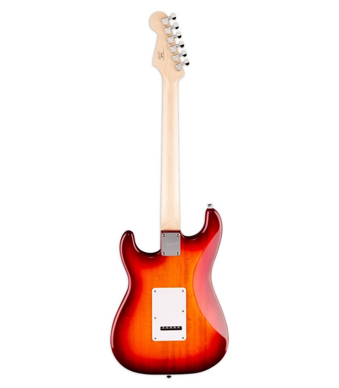 Espalda de la guitarra eléctrica Fender modelo Squier Sonic Strat  IL de color Sienna Sunburst y con mástil en arce