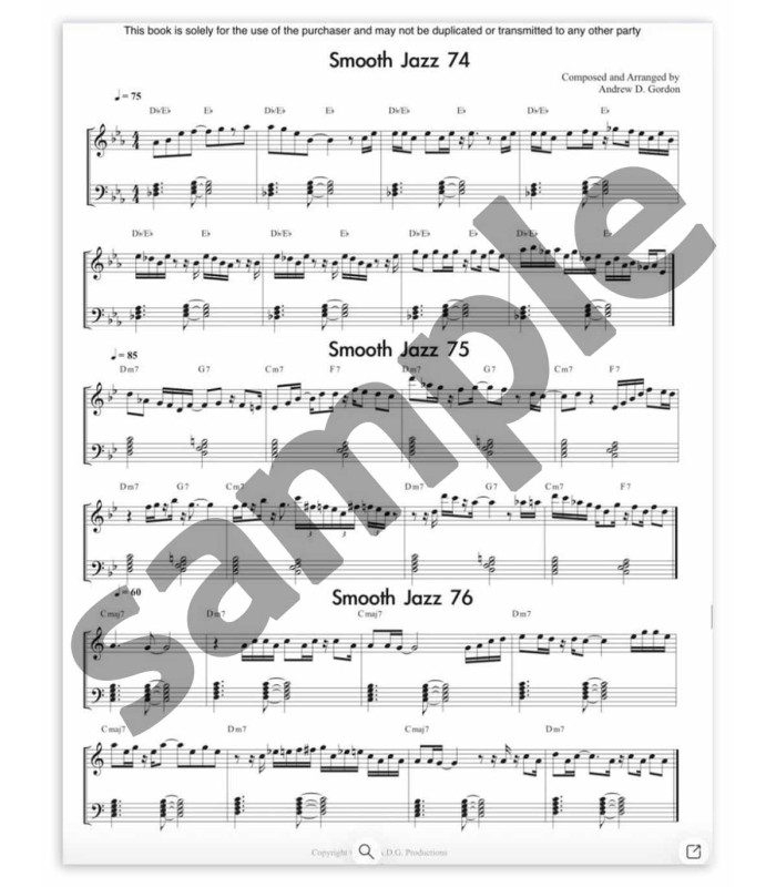Muestra del libro de Andrew D. Gordon, 100 Ultimate Smooth Jazz Riffs for Piano/Keyboards - Vista Interior
