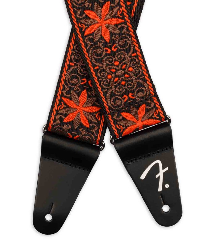 Extremos de cuero de la correa Fender Pasadena Orange Wallflower para guitarra