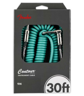 Cable Fender modelo Contour Coil Cable en Espiral con 9 metros de longitud y en color Surf Green (Verde)