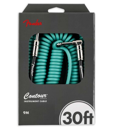Cabo Fender modelo Contour Coil Cable em Espiral com 9 metros de comprimento e na cor Surf Green (Verde)