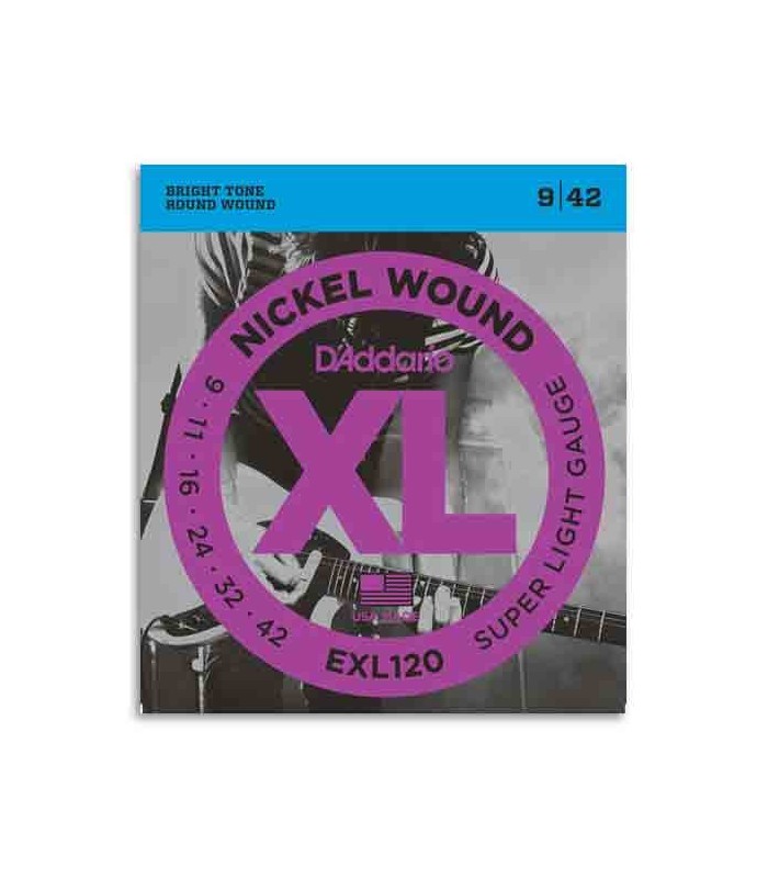 Foto da embalagem das cordas D'Addario EXL120