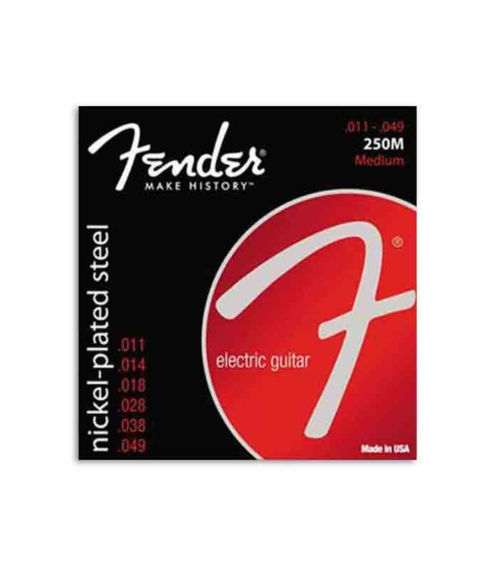 Jogo de Cordas Fender 250M para Guitarra Elétrica Nickel Plated Steel 011 049