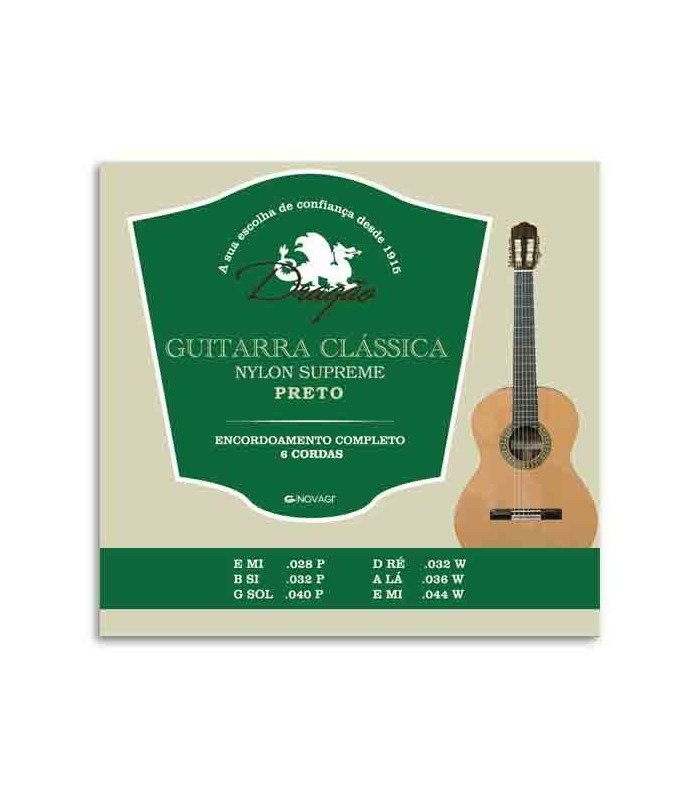 Jogo de Cordas Dragão 027 para Guitarra Clássica Supreme Nylon Preto