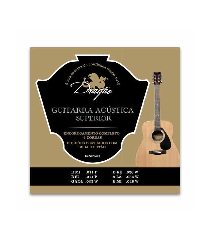 Jogo de Cordas Dragão 023 para Guitarra Acústica Superior Aço Seda Botão