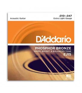 String Set DAddario EJ15 010 Phosphor Bronze for Acoustic Guitar