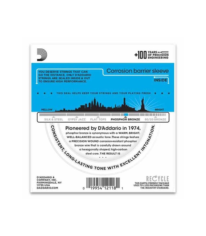 Back photo of pack of string set Daddario EJ38