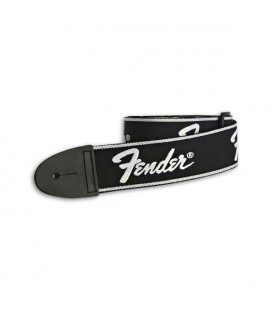 Correia Fender para Guitarra Preta com Logo Branco