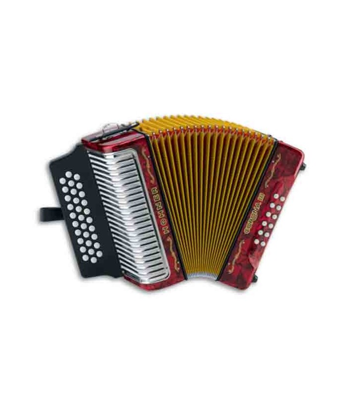 Foto da concertina Hohner Corona III vermelha 