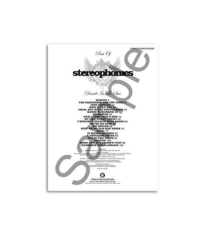 Lista de canciones del libro Stereophonics Decade In The Sun