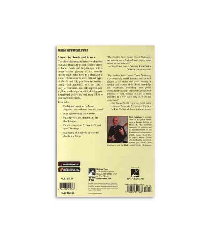 Book Music Sales Berklee Rock Guitar Chord Dictionary HL50449596